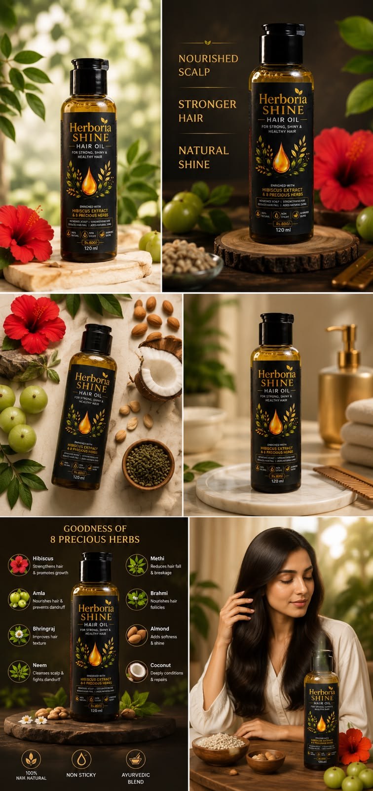 Herboria Shine hair oil lifestyle photography