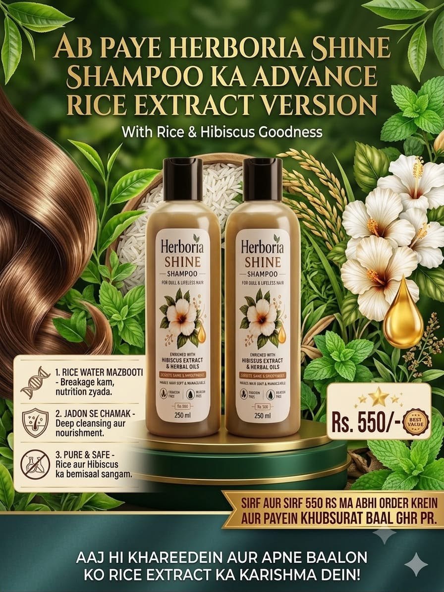 Herboria Shine advanced rice extract shampoo poster